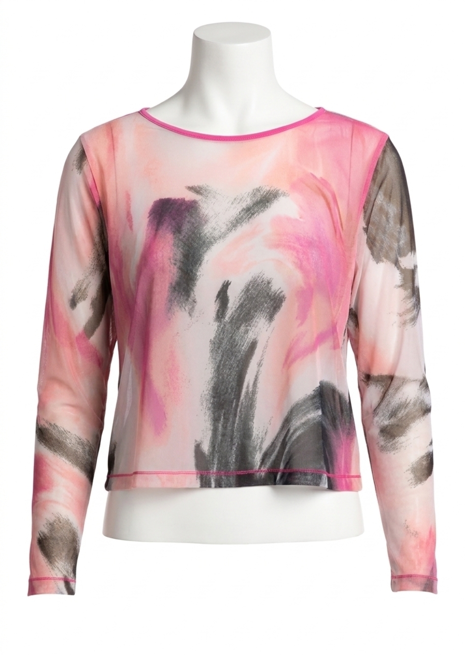 NEW SYMPLI mesh go to cropped t top in marble print